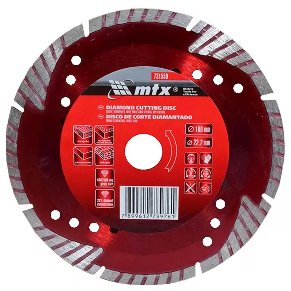 Disco De Corte Diamantado Segmentado 180 X 22 2 Mm Corte Seco Mtx