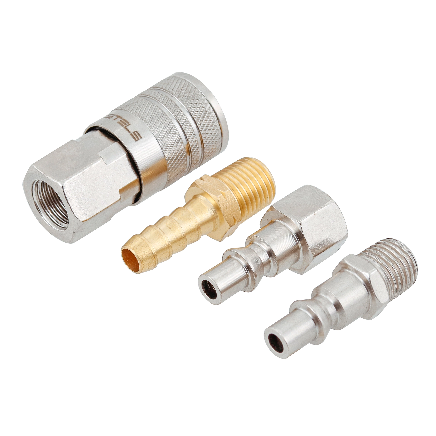 Jogo de Conectores com Engate Rápido e Rosca 1/4" NPT 4 peças Stels