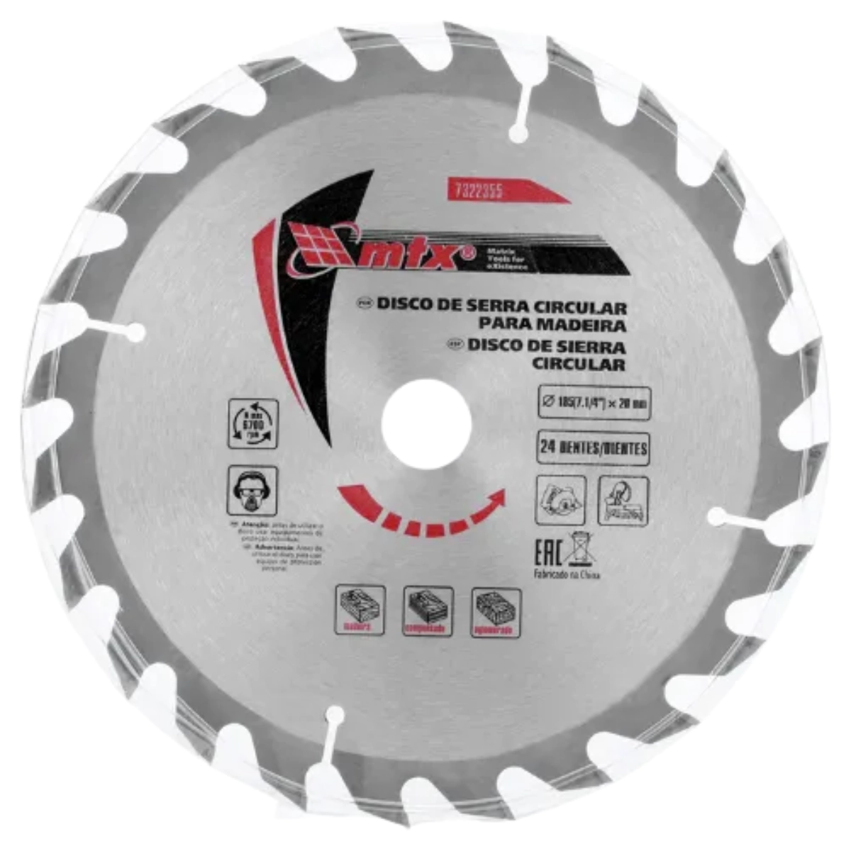 Disco Serra Widea 185 (7.1/4") X 20,0mm X 24 Dentes- Mtx