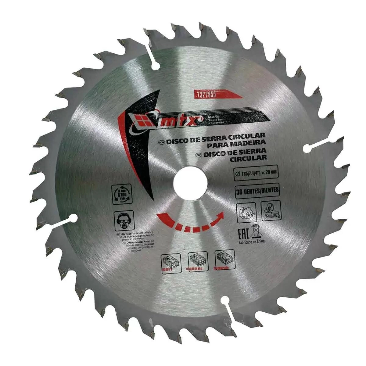 Disco Circular Widea 185 7 1/4 X 20 Mm X 36 Dentes Mtx