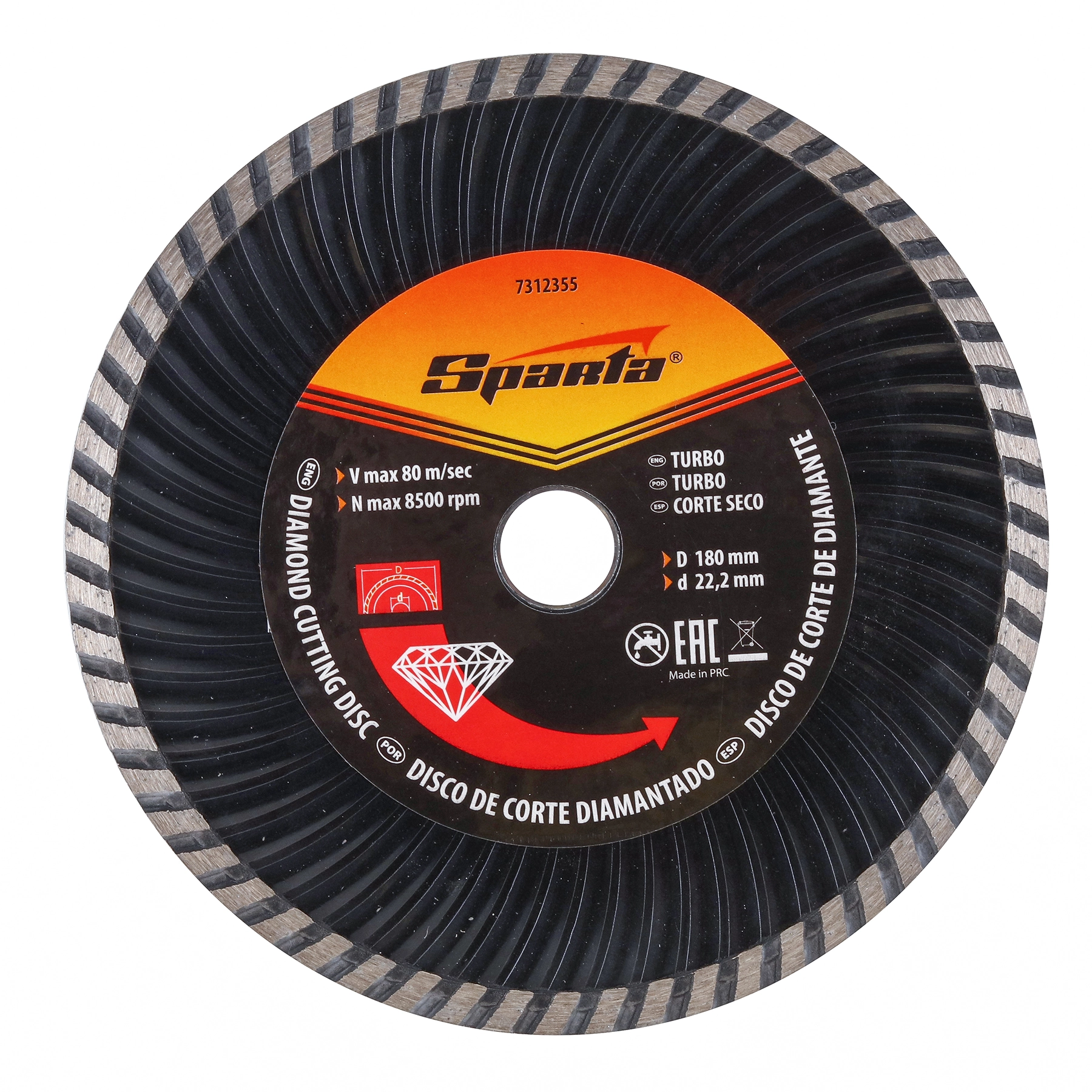 Disco de Corte Diamantado para Porcelanato e Cerâmica 7" 180mm 1 unidade Sparta