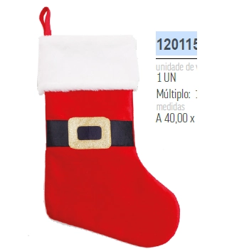 Enfeite Bota Roupa Noel Vrm/bco/pto 40x25x1cm