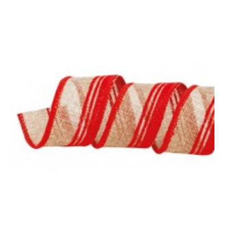 Fita Natal Listras Juta/verm 3,8x914cm Ref.1923096