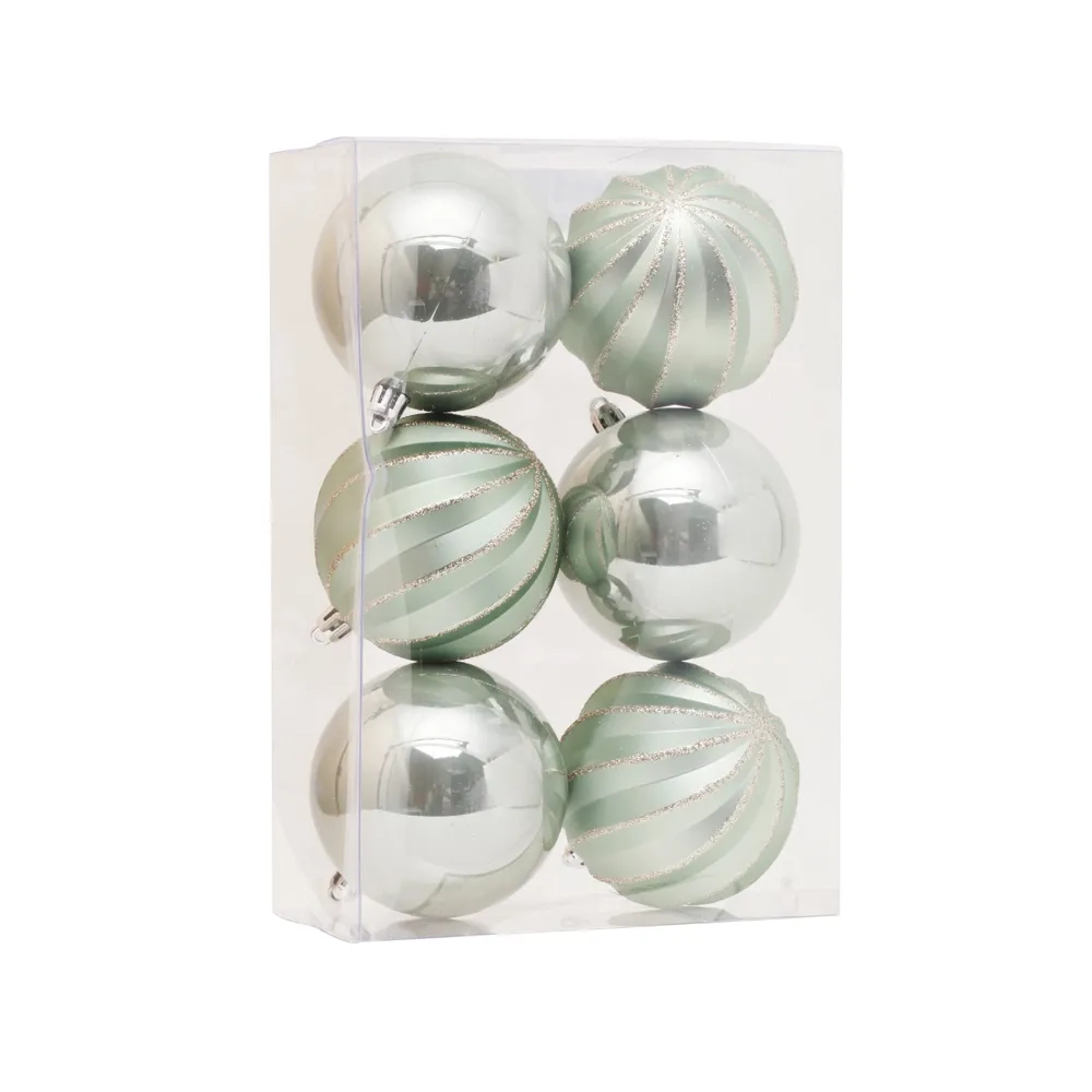 Bola Natal Gomos Lisa Vdd 8cm 6un 1205651 Cromus