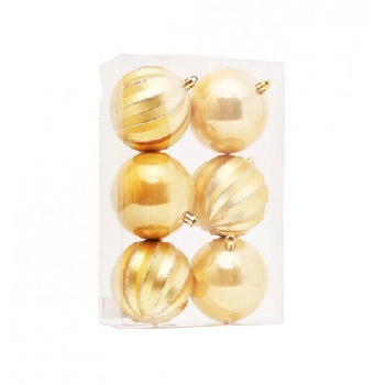Bolas Natal Gomos Lisa Dourado 8cm C/6 Ref.1205656