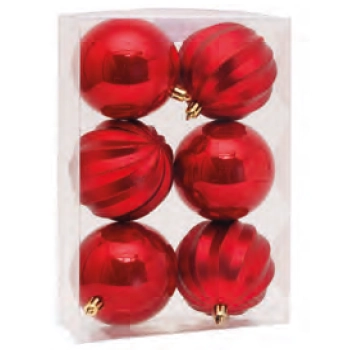 Bolas Natal Gomos Lisa Vermelha 8cm C/6 Re.1205658
