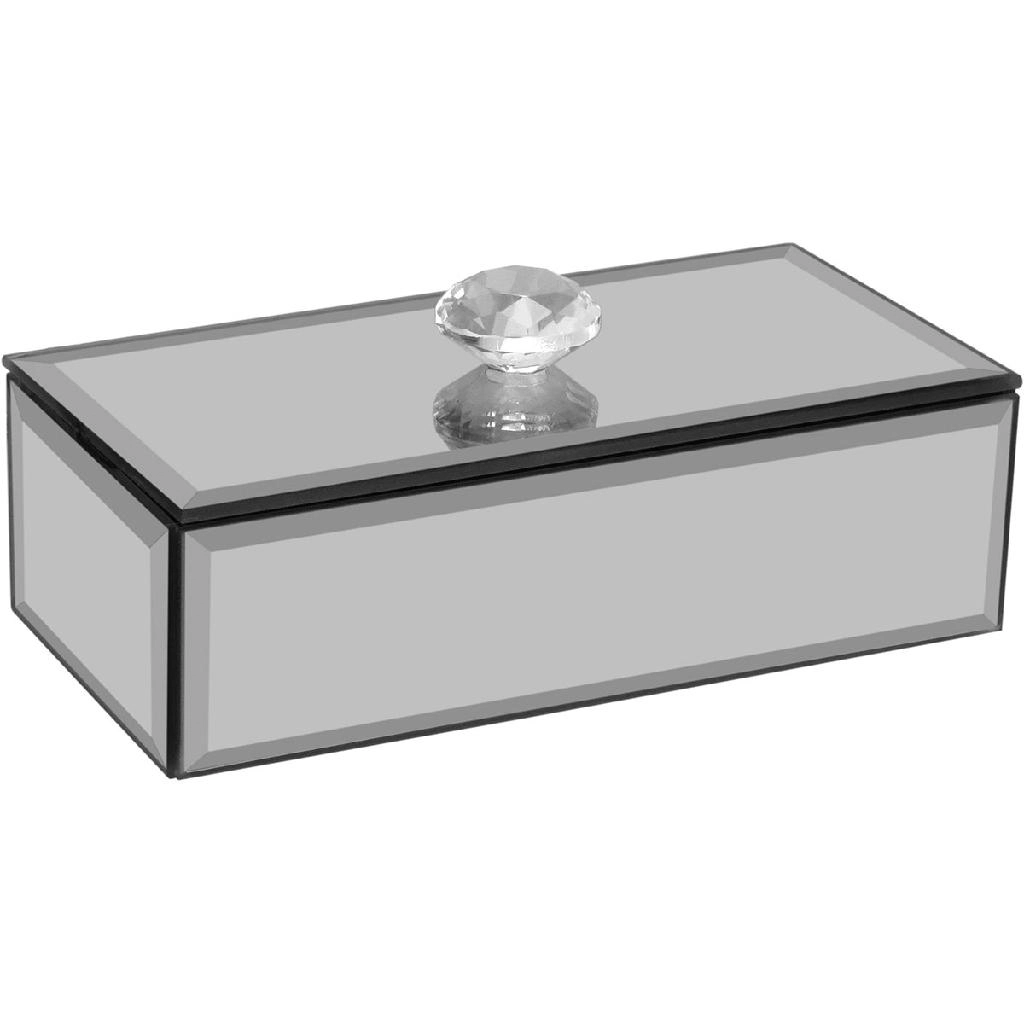 Porta Joias Caixa Organizadora Decorativa Espelhado Mdf 5x6x14cm