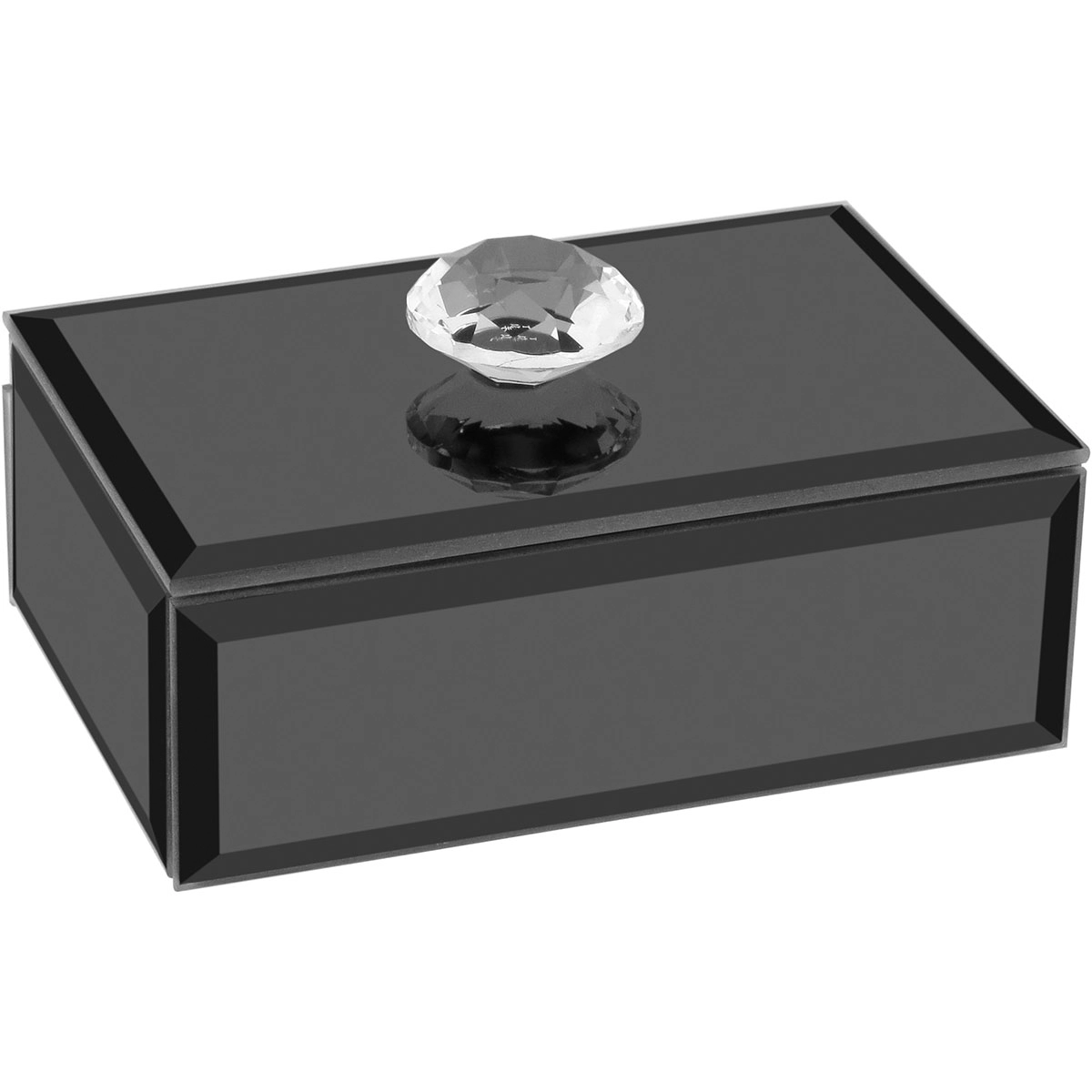 Porta Joias Caixa Organizador Espelhado Mdf 3x6x10cm Preto Decorativo