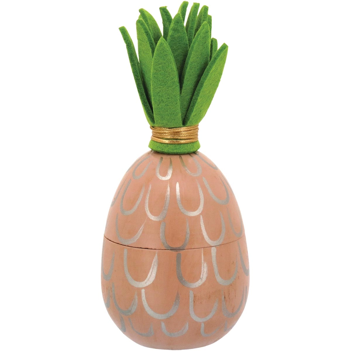 Penélope Porta Joias 18x8x8cm Madeira Rosa Abacaxi
