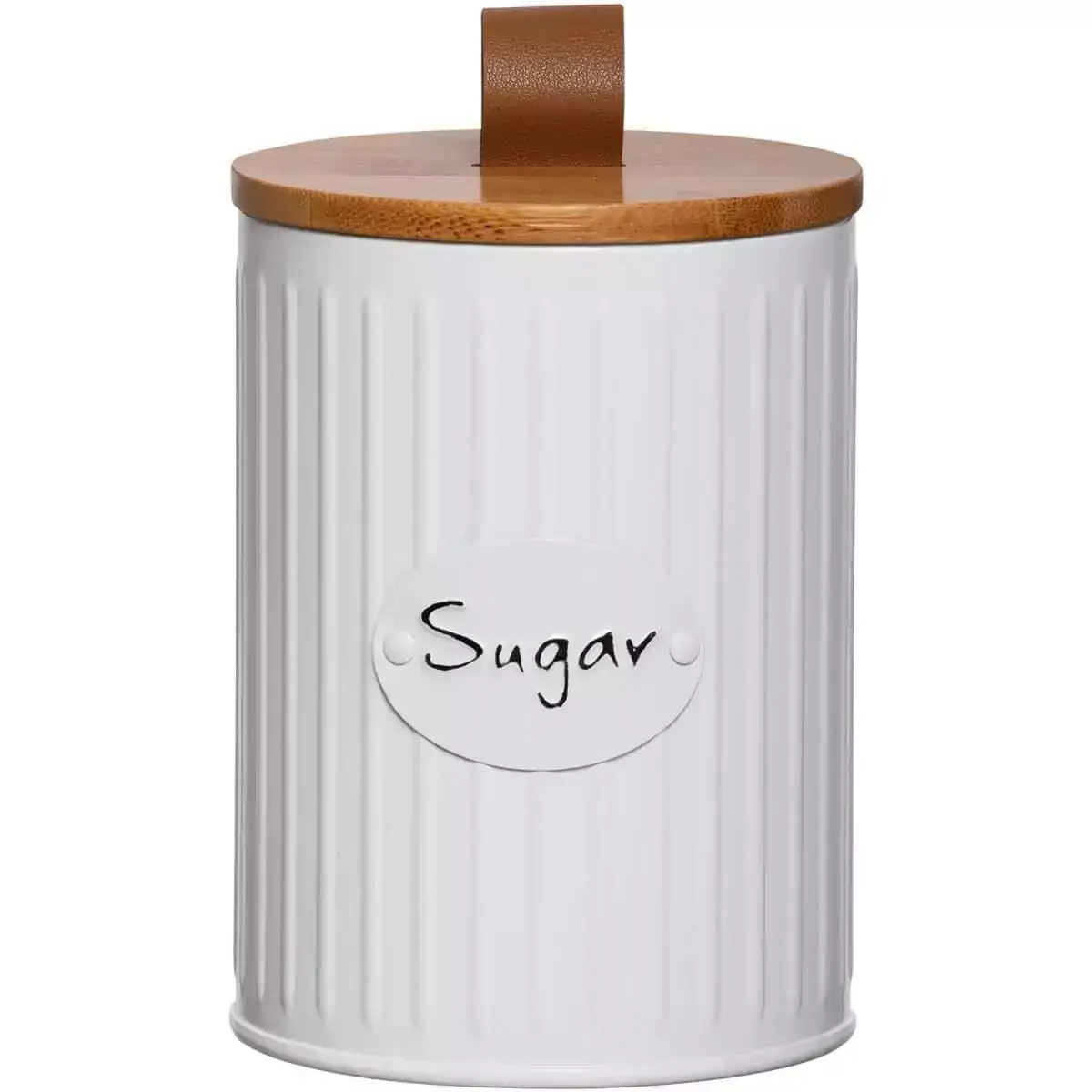 Pote Porta Açúcar em Metal Lata Branco Tampa Bambu Lisse Sugar Yoi
