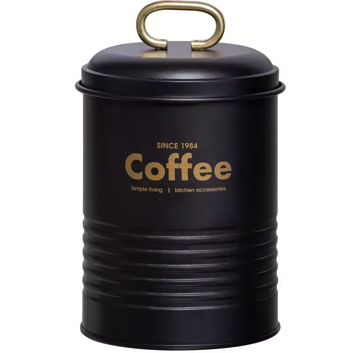 Lata Porta Condimentos Industrial Coffee Pote Para Café Preto Fosco E Dourado Yoi