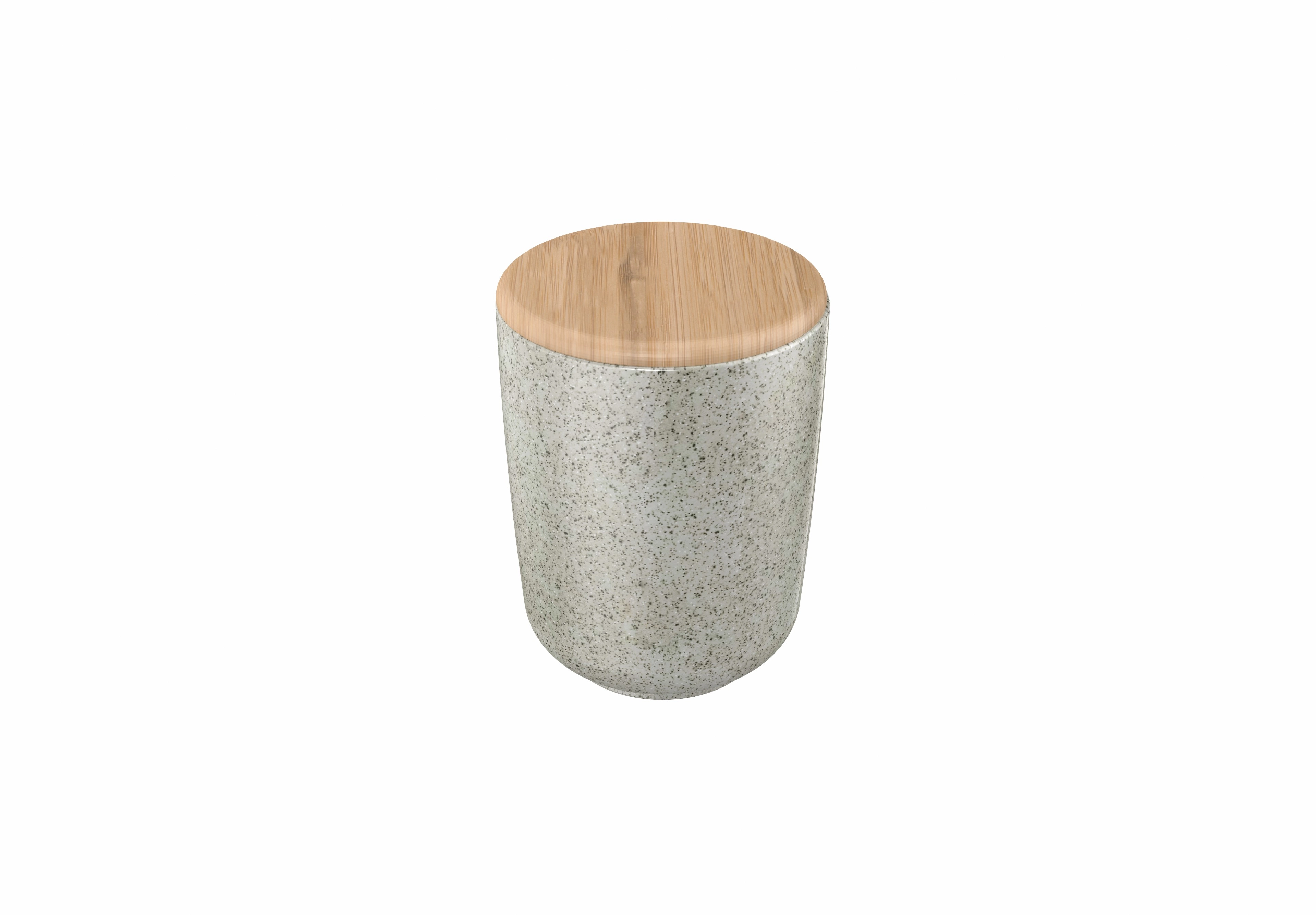 Porta Algodão Cerâmica Branco com Tampa Bambu Osaka YOI