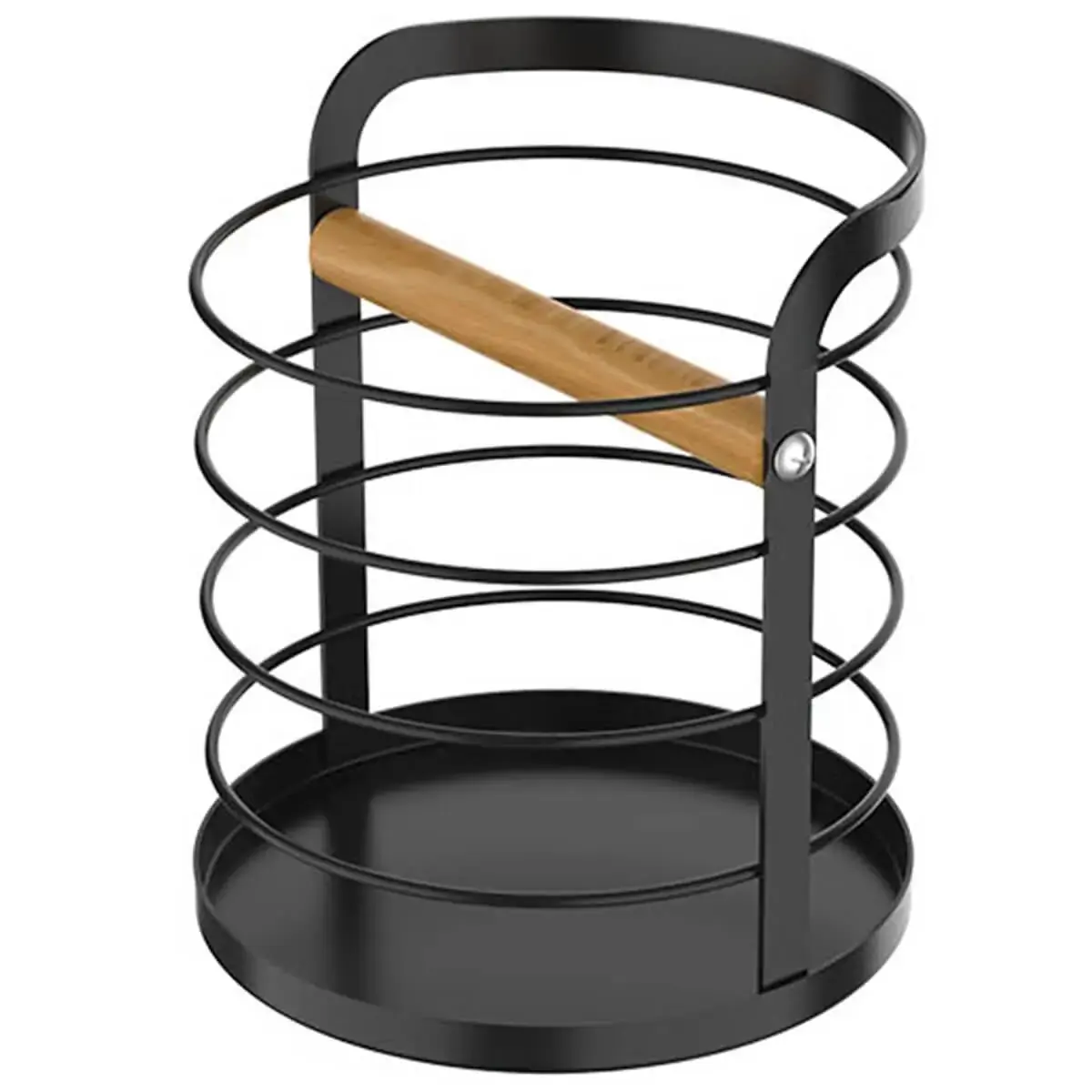 Suporte Porta Talheres Organizador de Utensílios Metalla Aço Carbono Preto Yoi