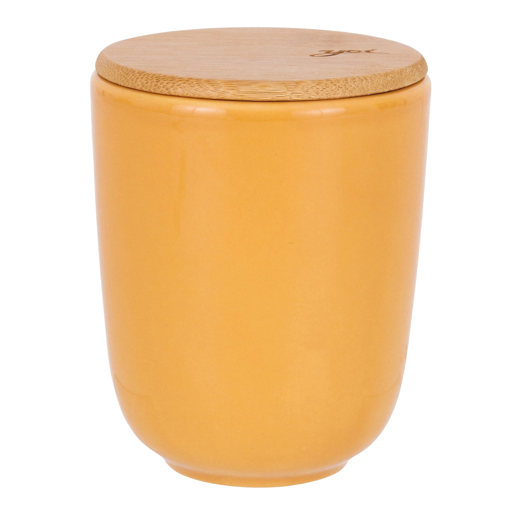 Porta Algodao Tampa Bambu Osaka Esmalte Mostarda 810300518 Yoi