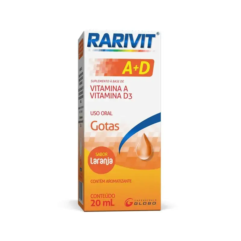 Rarivit A D Laranja Gotas 20ml Globo