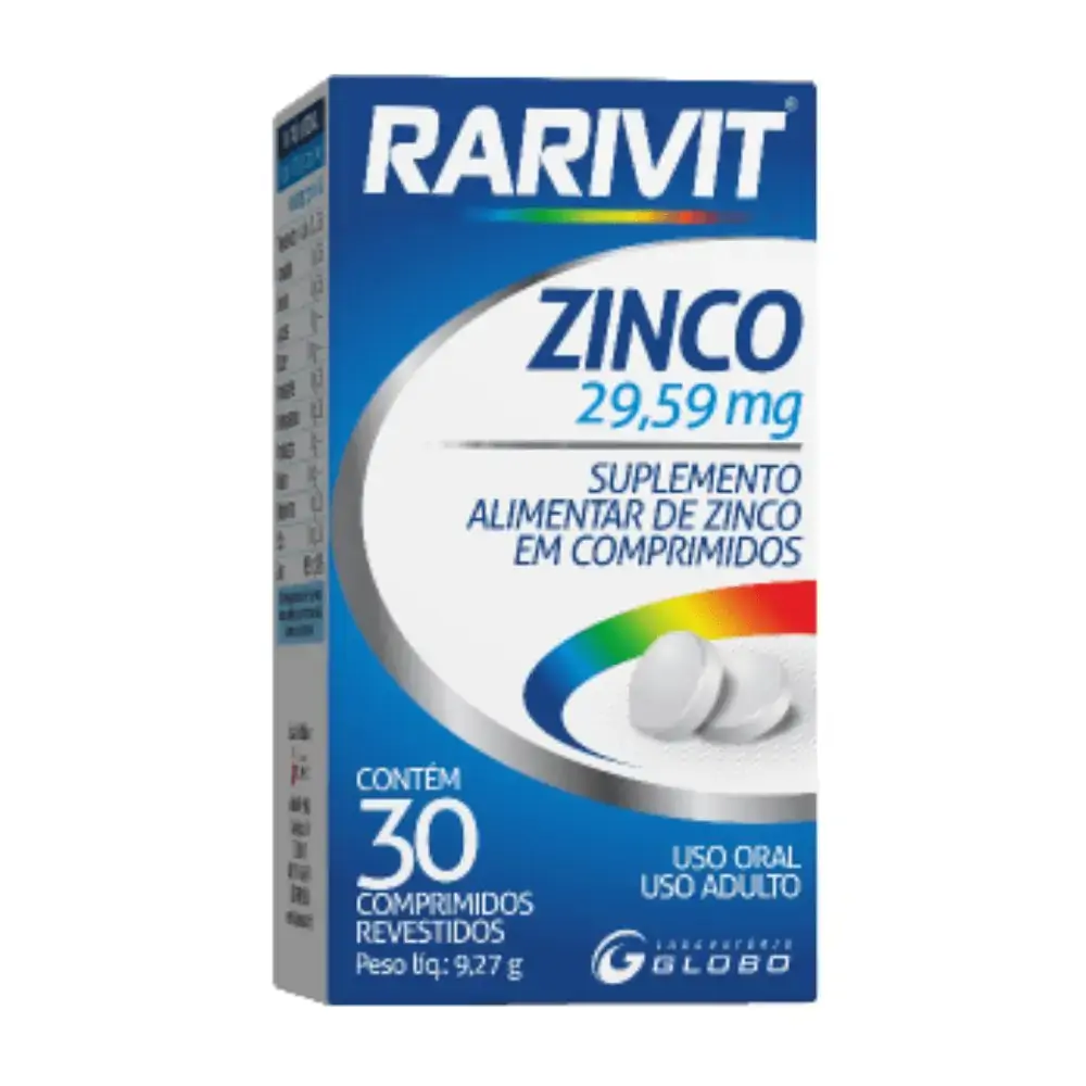 KIT 2X RARIVIT ZINCO 30 CP SUPLEMENTO VITAMINICO GLOBO