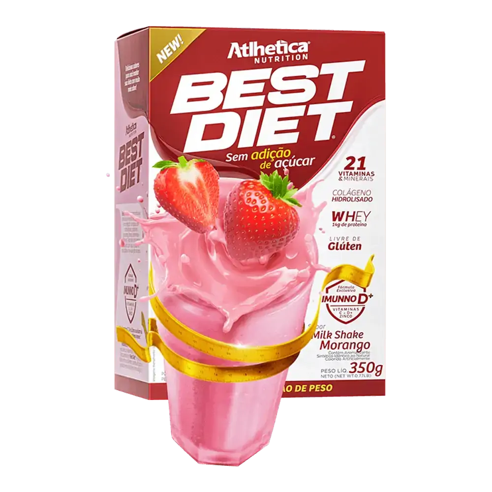 Best Diet Milk Shake Morango 350g - Atlhetica