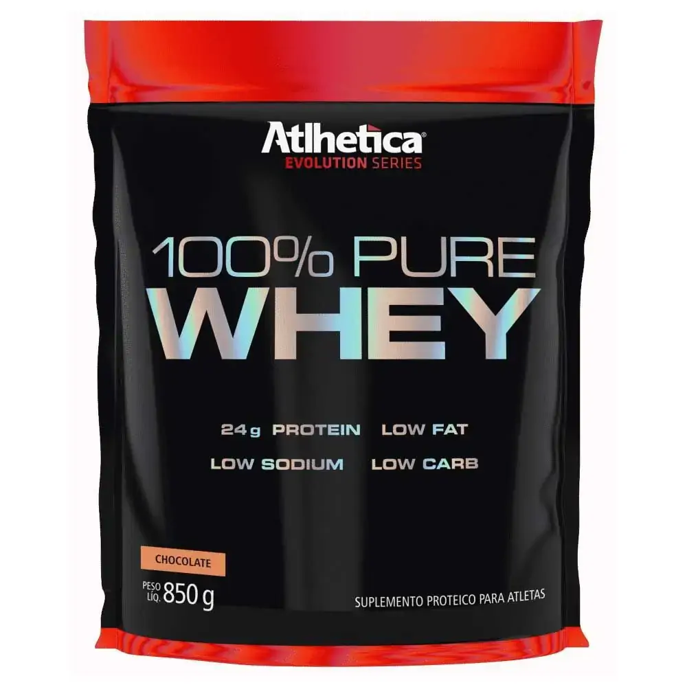 100 Pure Whey Sabor Morango Refil 850g Atlhetica