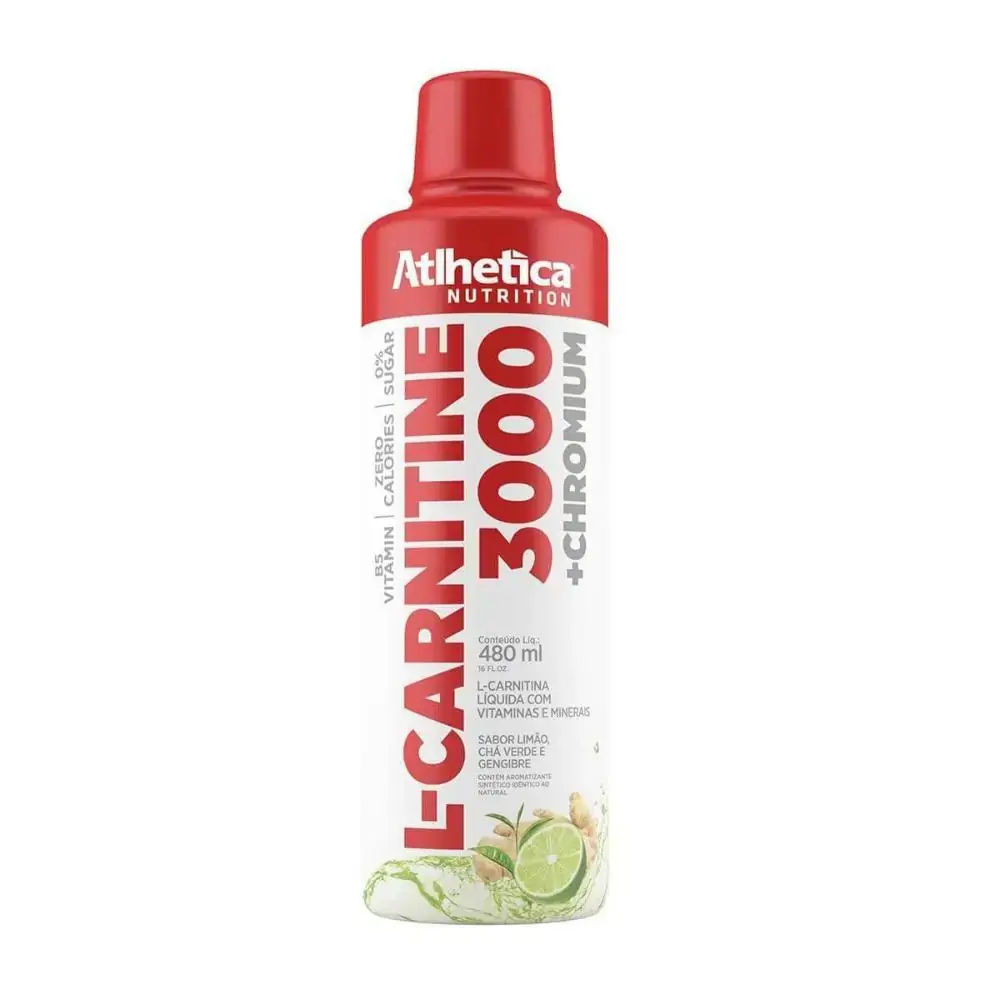 L-Carnitine 3000 480ml - Atlhetica Sabor:Limao, Chá Verde e Gengibre