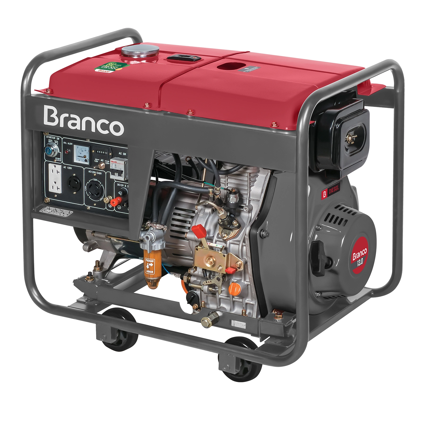 Gerador de Energia a Diesel Aberto 7,5 Kva Bivolt com AVR BD-8000EF Branco