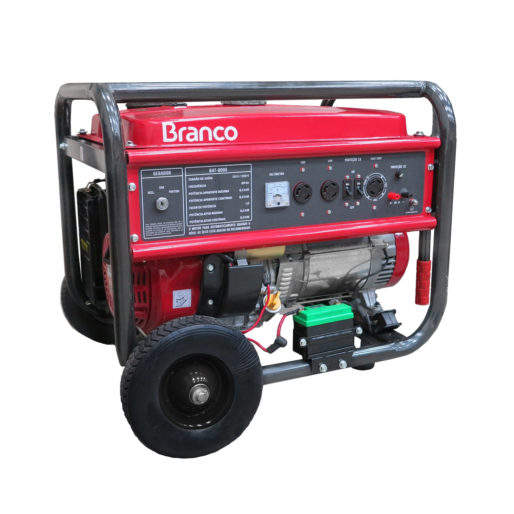 Gerador de Energia a Gasolina Aberto 6,5 Kva Bivolt com AVR B4T-8000E Branco