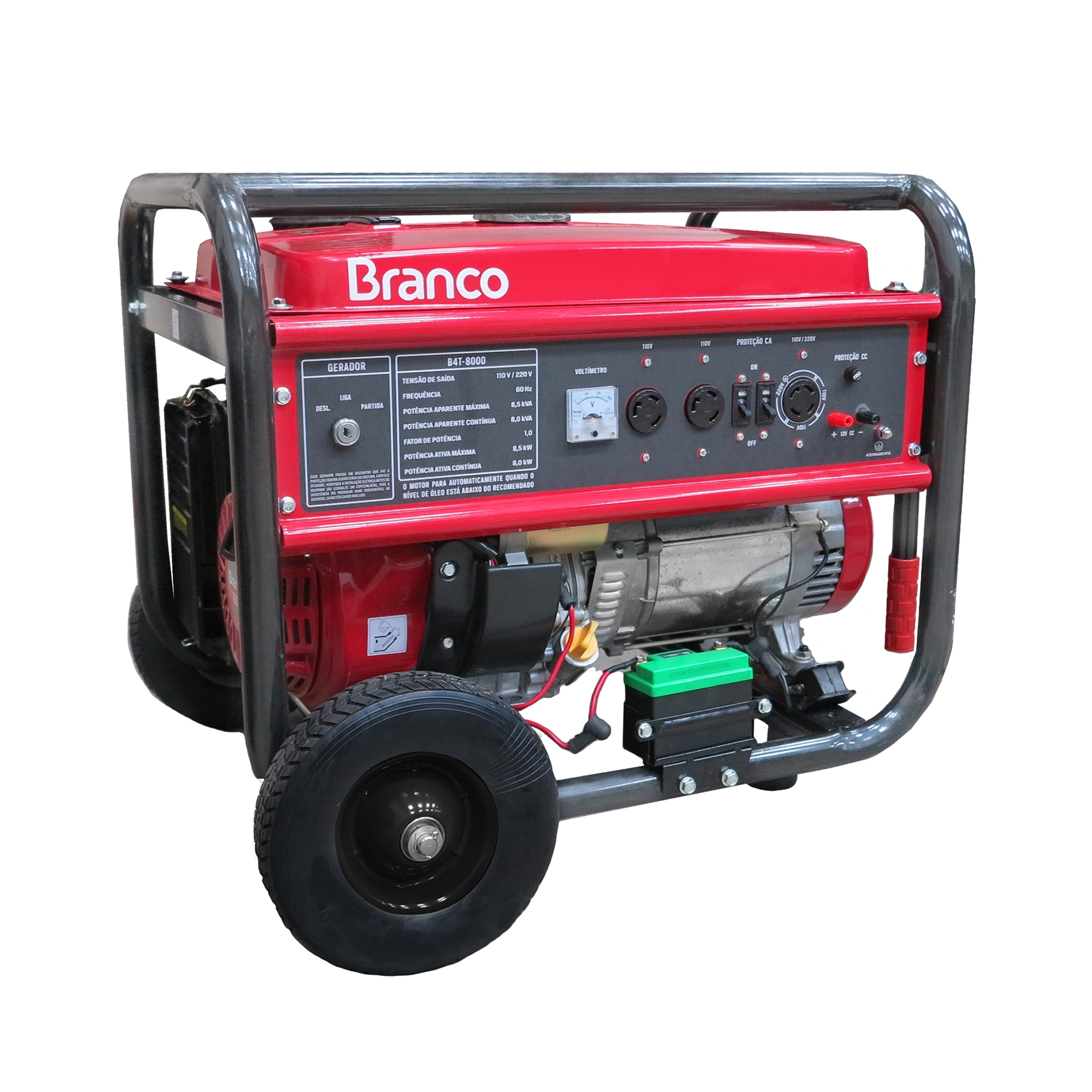 Gerador de Energia a Gasolina Aberto 6,5 Kva Bivolt com AVR B4T-8000 Branco Motores