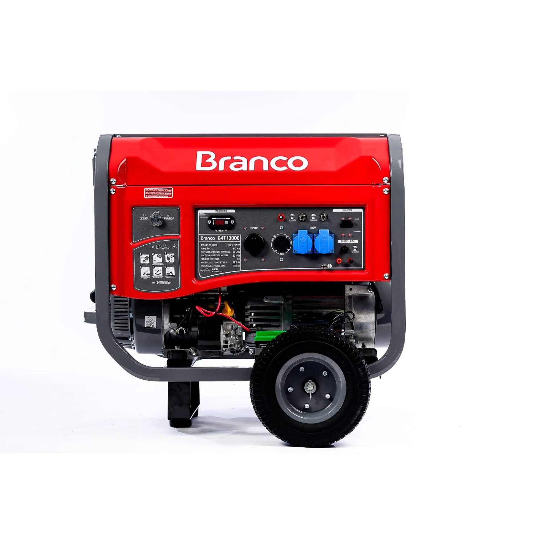 Gerador de Energia a Gasolina Aberto 13 Kva Bivolt com AVR B4T-13000E Branco