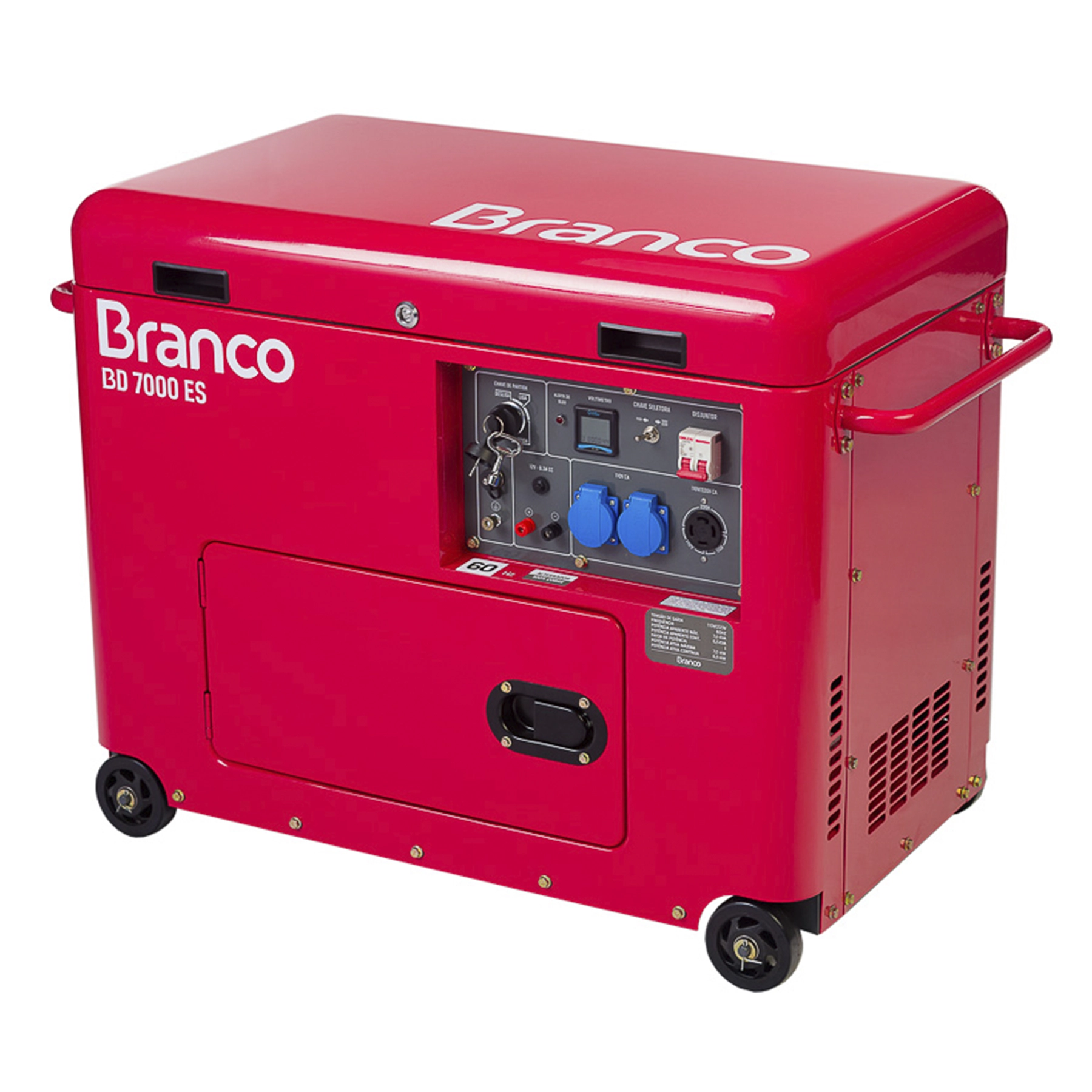 Gerador de Energia a Diesel Cabinado 7 Kva Bivolt com AVR BD7000ES Branco