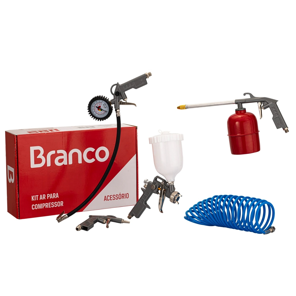 Kit Pintura De Ar Com 5 Peças Para Compressor Branco