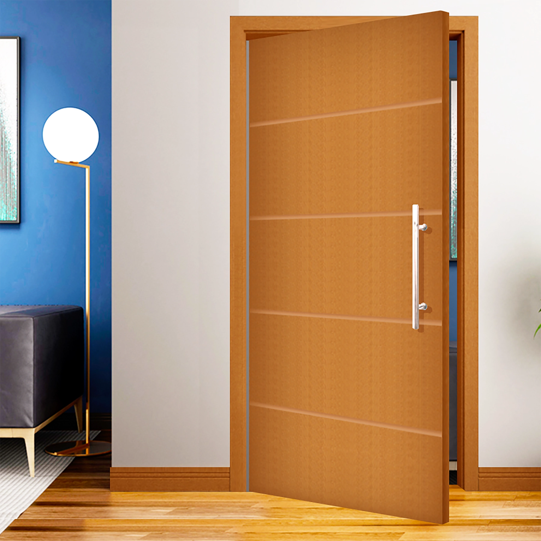 Kit Porta Madeira Pivotante Esquerdo Curupixá 210x100cm com Batente Regulável 13 a 16cm PS02 Abrilar