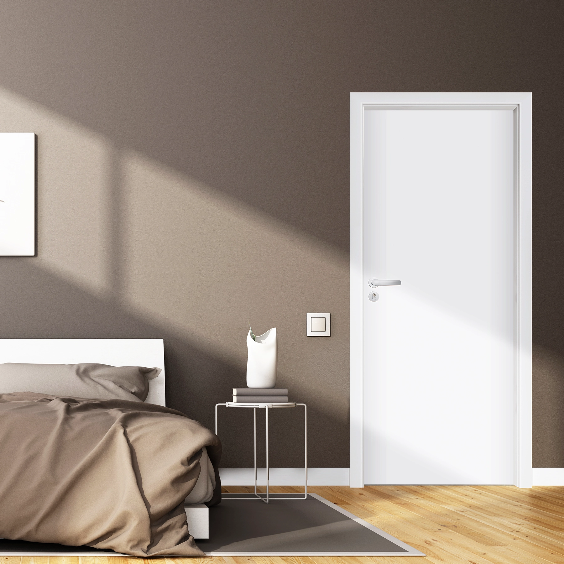 Kit Porta Madeira de Giro Direito Branco 210x70cm Colméia com Batente Regulável 10 a 15cm Lisa Artens
