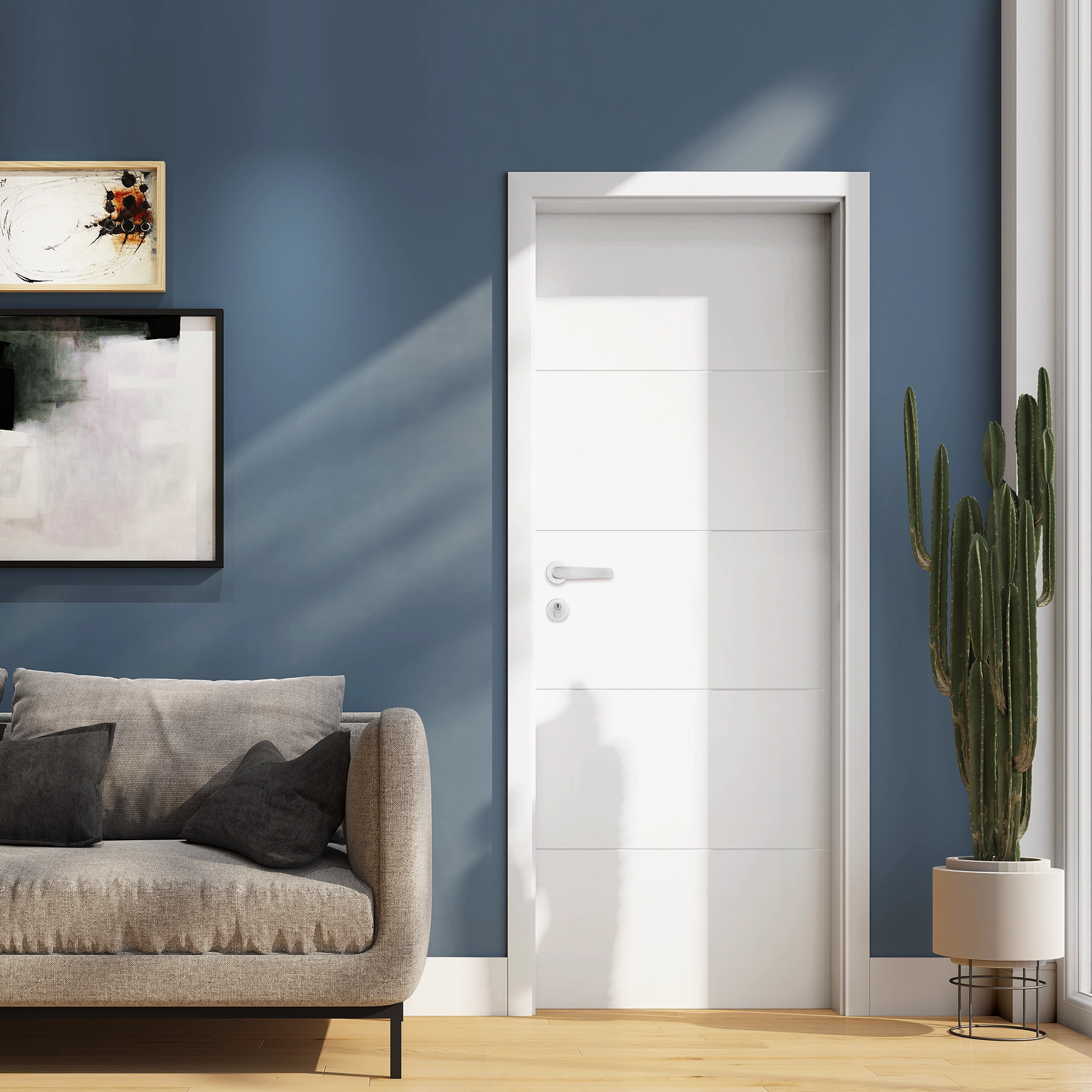 Kit Porta Madeira de Giro Esquerdo Branco 210x60cm Colméia com Batente Regulável 10 a 15cm Lucerna UV Artens
