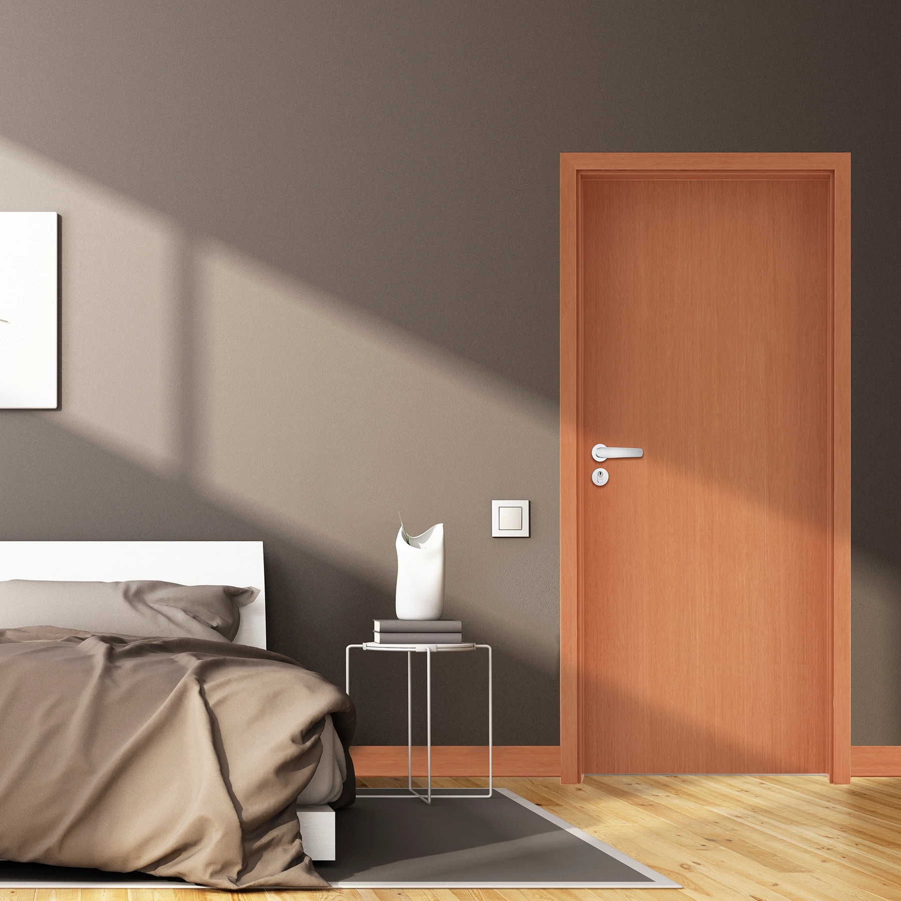 Kit Porta Madeira de Giro Direito Curupixá 210x70cm Colméia com Batente Regulável 10 a 15cm Lisa Artens