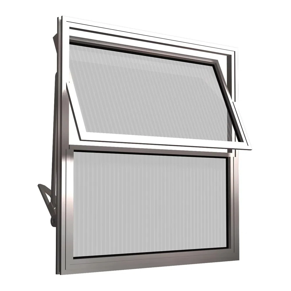 Janela Basculante 40x40cm Vidro Natural Canelado Líder Esquadria
