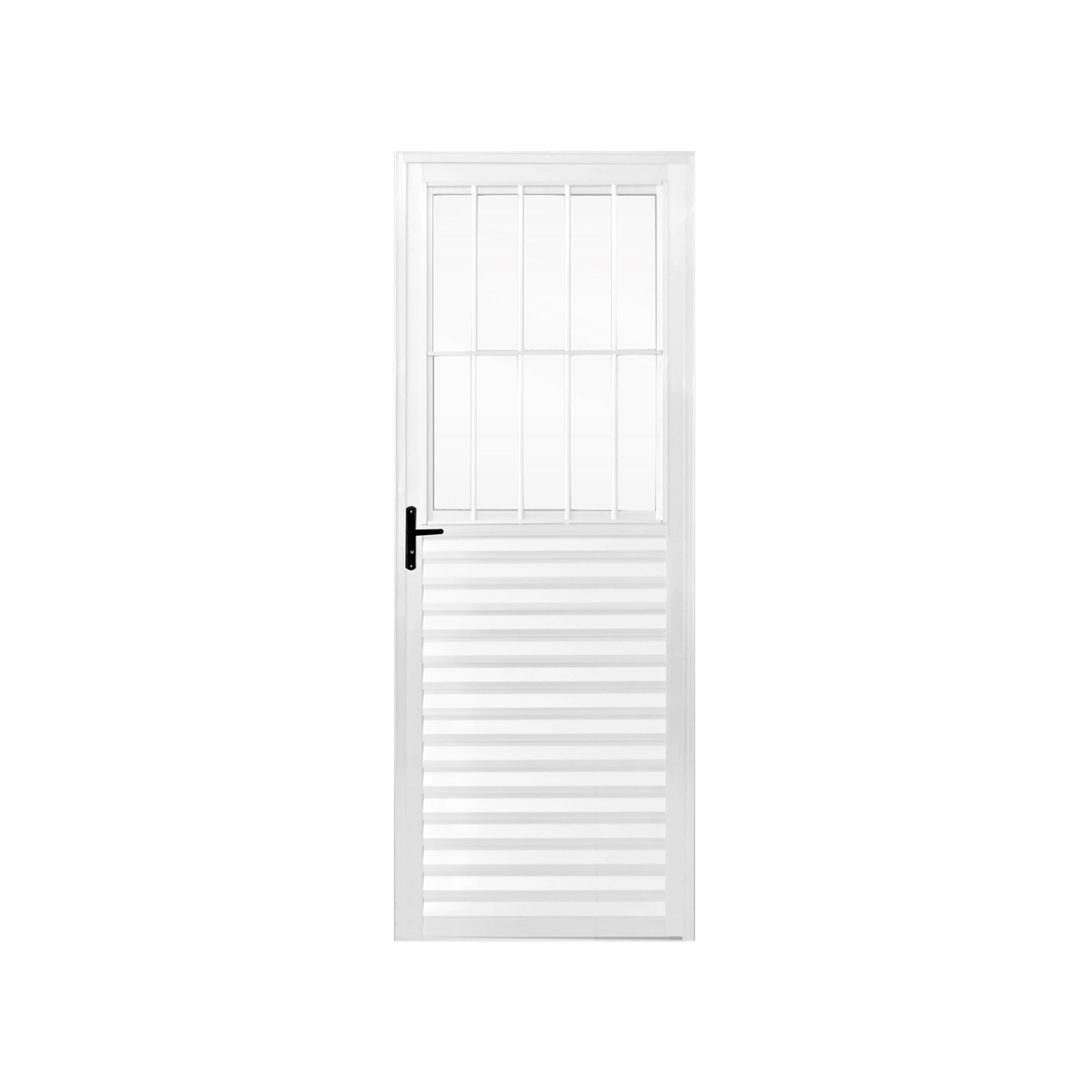Porta Postigo de Giro em Alumínio Branco 210x80cm Lado Direito Slim Líder