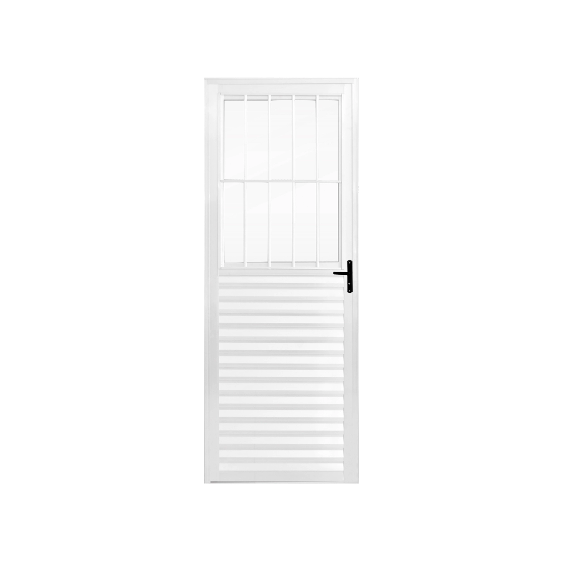 Porta Postigo de Giro 1 Folha Alumínio Pintado Branco 2,10x0,80m Lado Esquerdo Linha Slim Líder