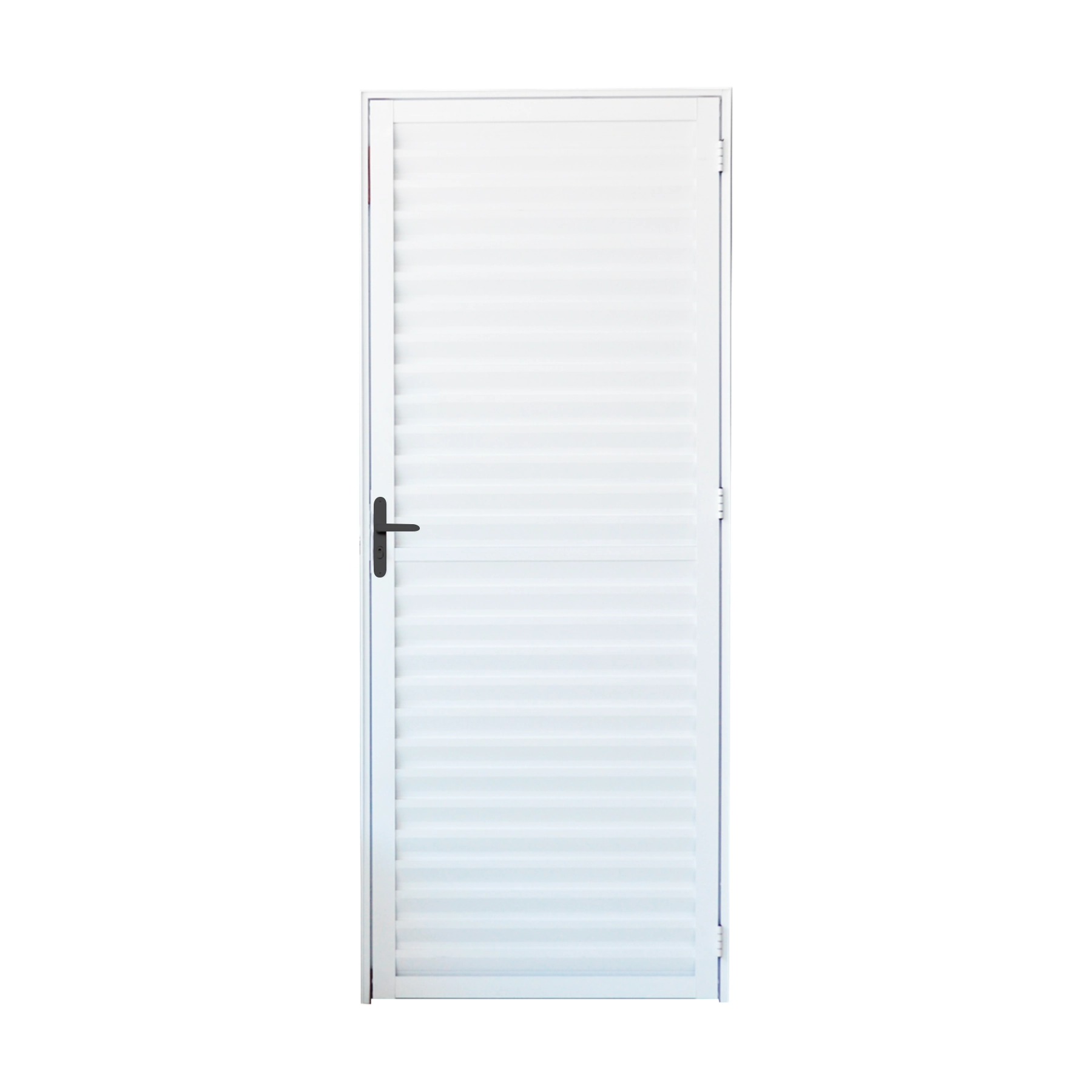 Porta Veneziana de Giro 1 Folha Alumínio Pintado Branco 2,10x0,60m Lado Esquerdo Linha Slim Líder