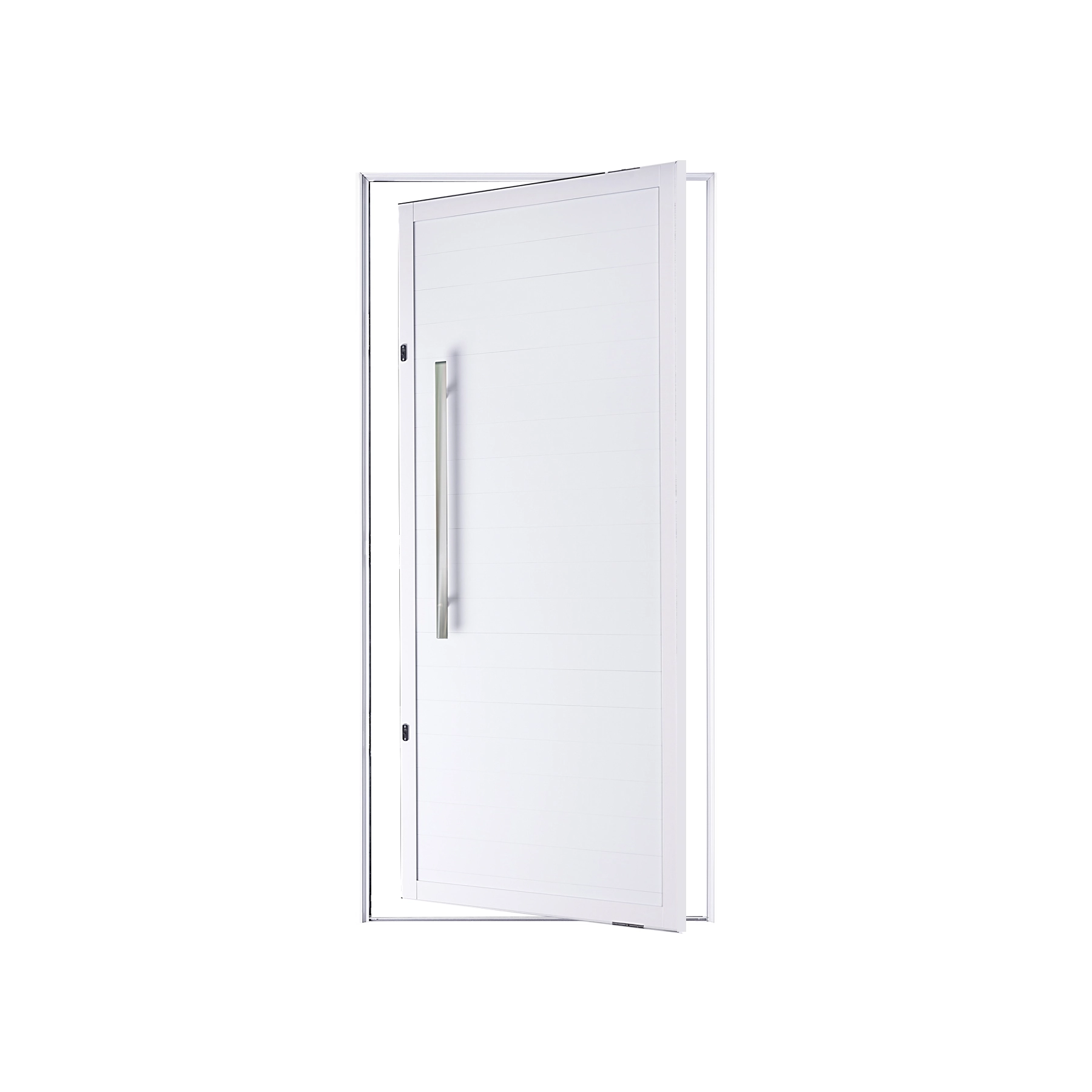 Porta de Giro Pivotante 1 Folha Alumínio Pintado Branco 2,10x1,20m Lado Direito Linha Palace Líder