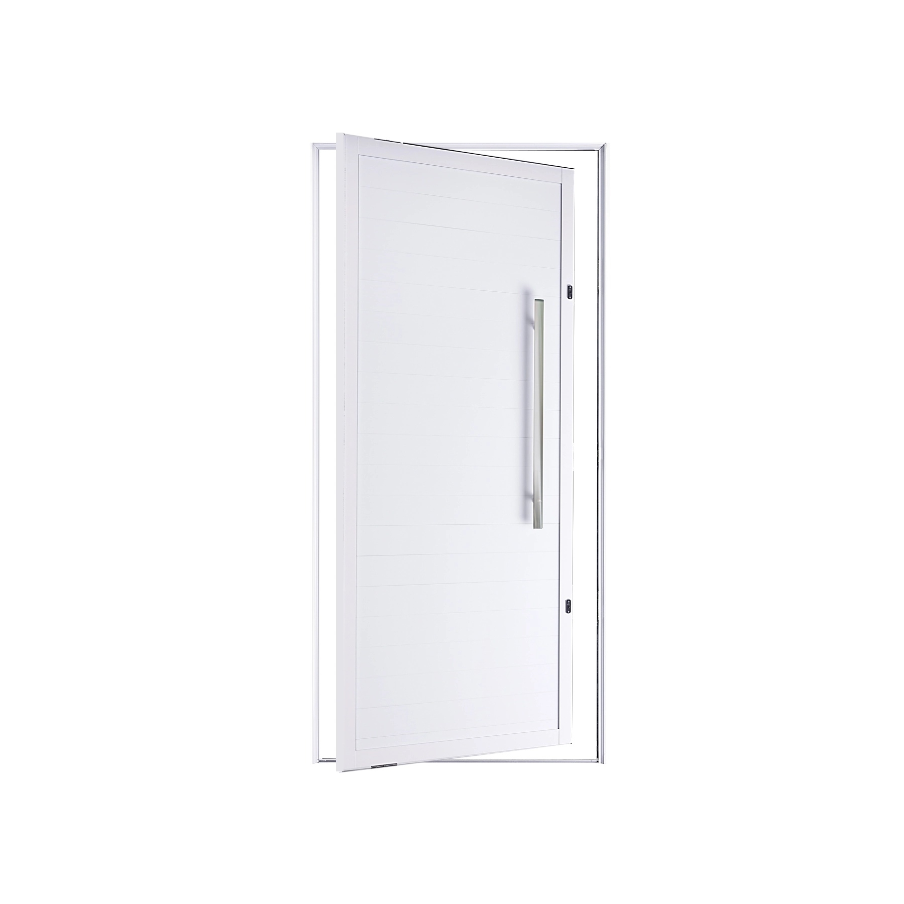 Porta de Giro Pivotante 1 Folha Alumínio Pintado Branco 2,10x1,20m Lado Esquerda Linha Palace Líder