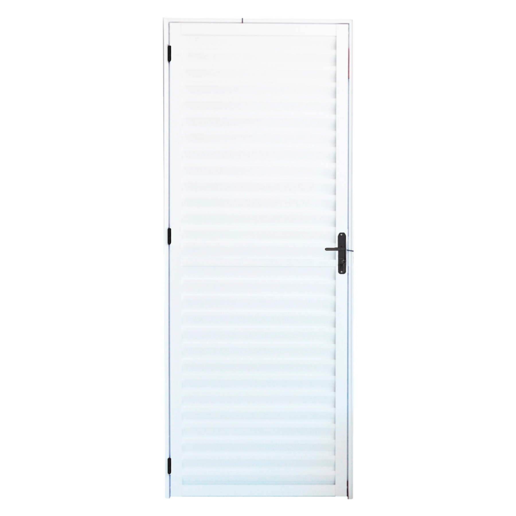 Porta Veneziana de Giro 1 Folha Alumínio Pintado Branco 2,10x0,80m Lado Esquerdo Linha Slim Líder