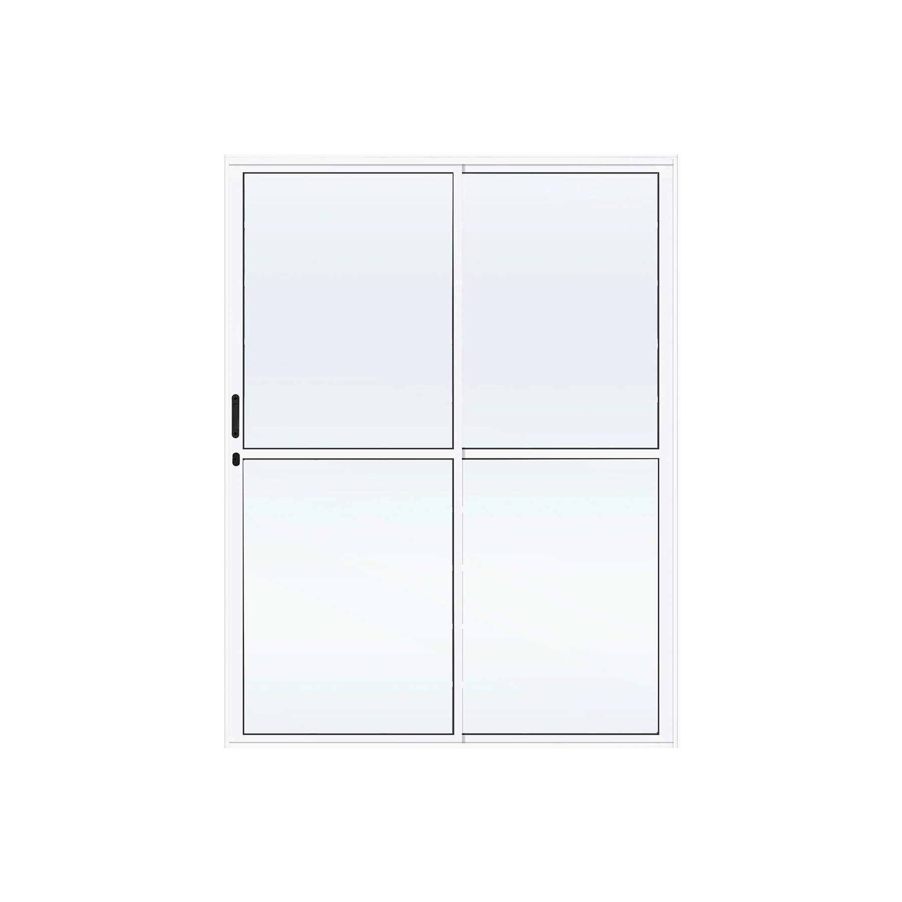 Porta de Correr 2 Folhas Alumínio Pintado Branco 2,10x1,60m Lado Direito Linha Slim Líder