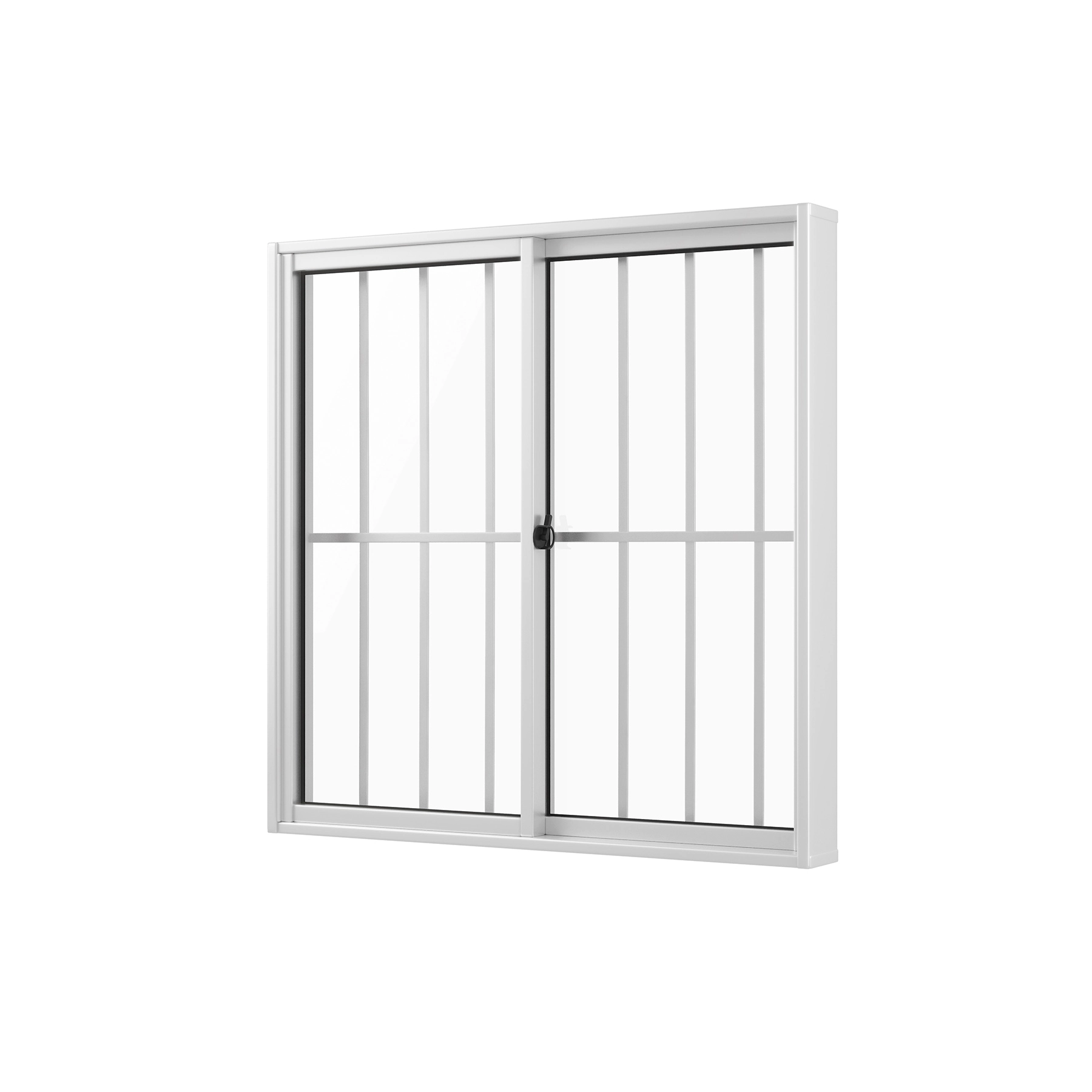 Janela de Alumínio de Correr 2 Folhas 100x100cm com Grade e Vidro 3mm Slim Líder Branca