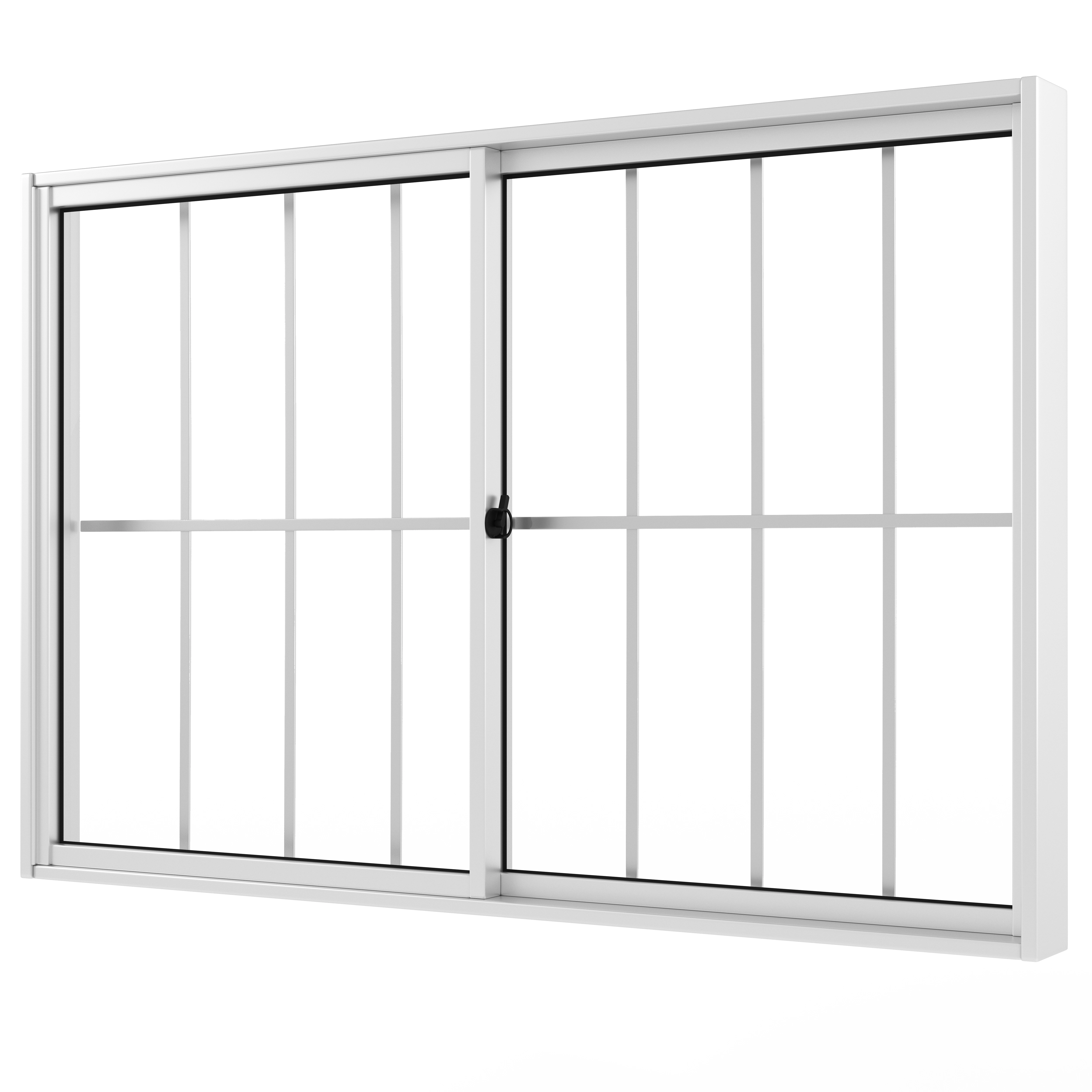 Janela de Alumínio de Correr 2 Folhas 100x120cm com Grade e Vidro 3mm Slim Líder Branca