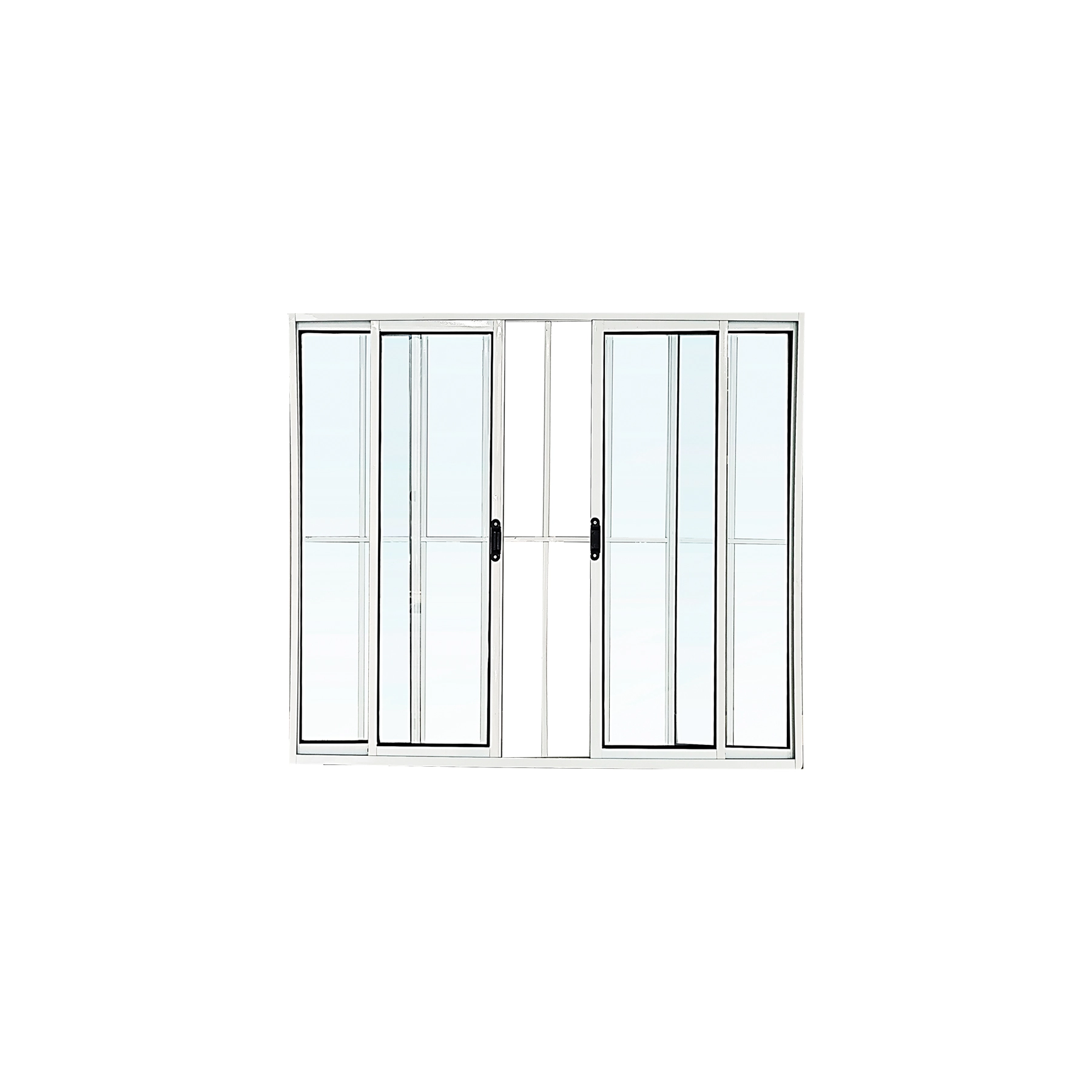 Janela de Alumínio de Correr 4 Folhas 100x100cm com Grade Slim Líder Branca