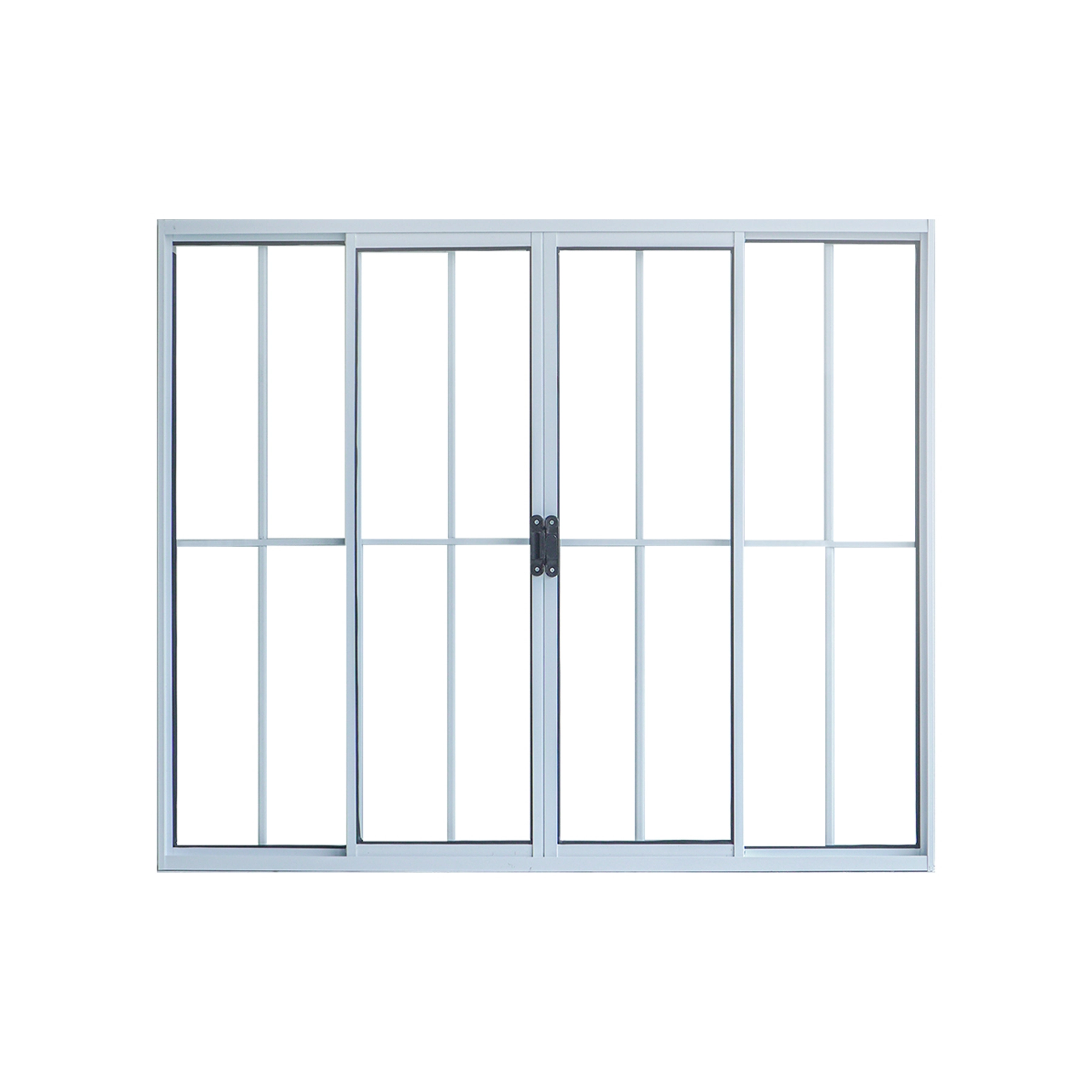 Janela de Alumínio de Correr 4 Folhas 100x120cm com Grade e Vidro 3mm Slim Líder Branca