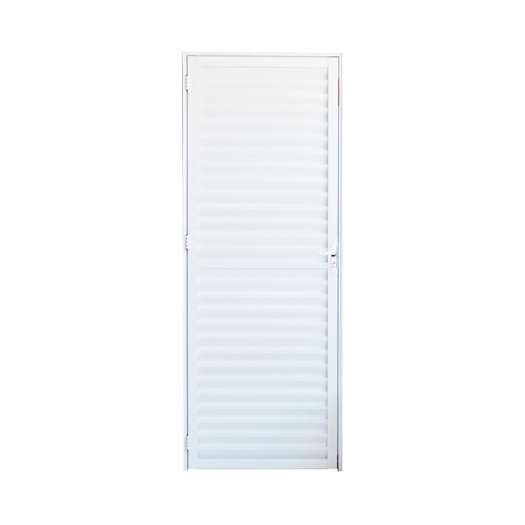 kit Porta de Alumínio de Giro Direita Branco 210x90cm com Batente 12cm Veneziana Líder