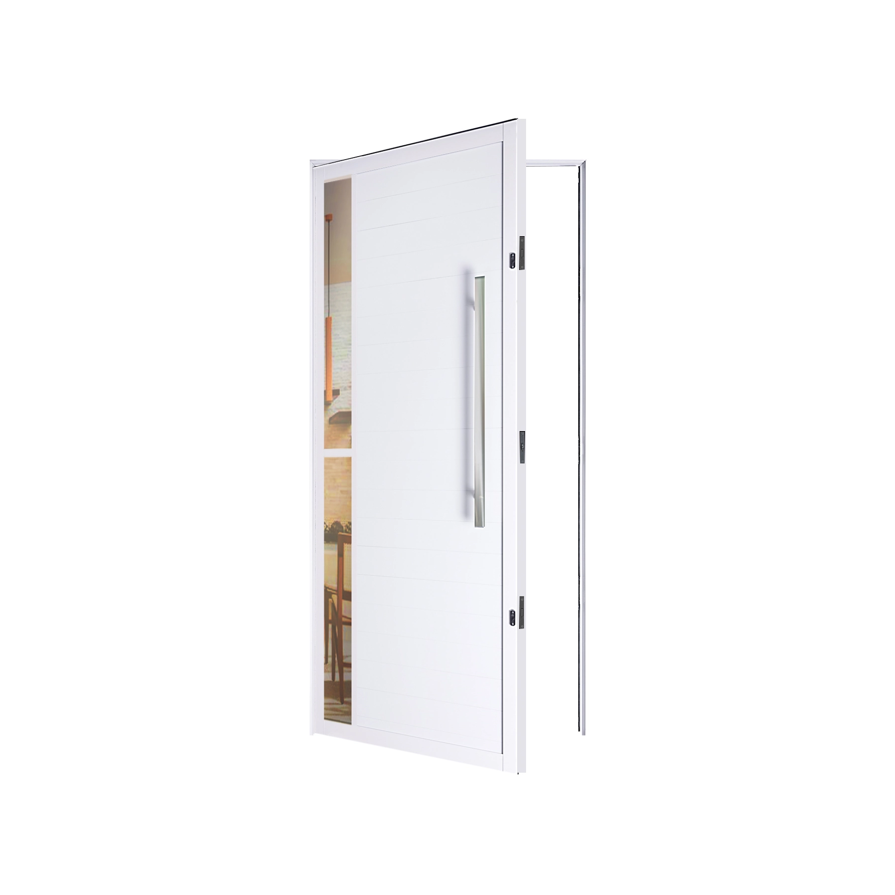 Porta Lambril de Giro 1 Folha com Visor Alumínio Pintado Branco 2,10x1,00m Lado Esquerdo Linha Palace Líder