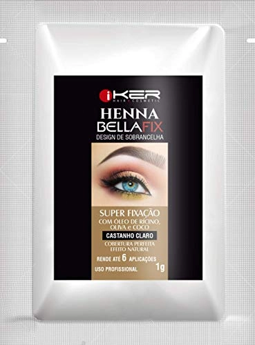 Henna Bellafix Castanho Claro 1g. Display Com 24 Unidades., Iker Hair Cosmetic, Castanho Claro, 1g,