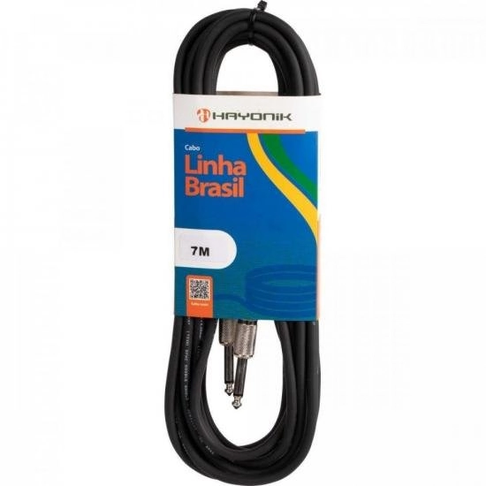 Cabo Para Instrumentos Linha Brasil P10 X P10 7m Preto Hayonik