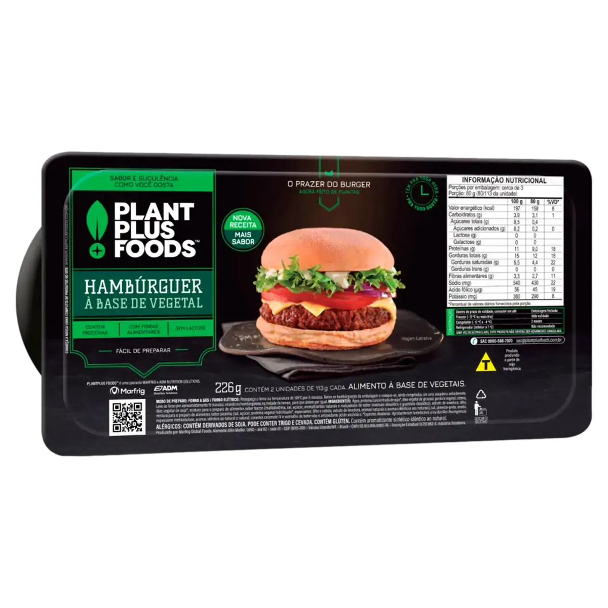 Hambúrguer Vegetal Plantplus Foods Bandeja 226g 2 Unidades